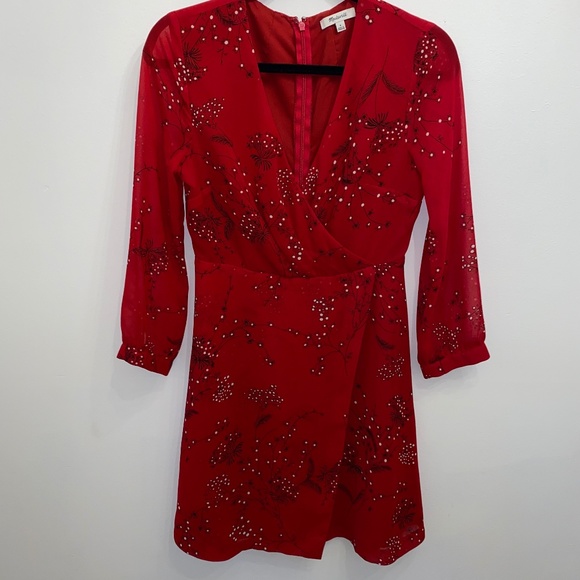 madewell Dresses & Skirts - Madewell Red floral print, faux wrap style dress